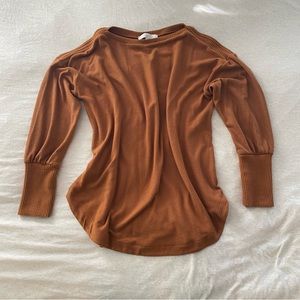 NWT Loft Burnt Orange Boatneck Puff Sleeve Sweater